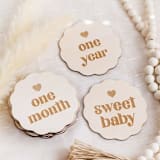 "Wavy Baby Milestone Signs" - Baby Milestone Signs in beige by The Print Pantry Team