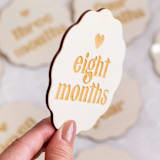 "Wavy Baby Milestone Signs" - Baby Milestone Signs in beige by The Print Pantry Team