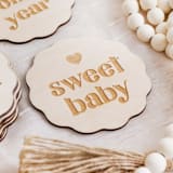 "Wavy Baby Milestone Signs" - Baby Milestone Signs in beige by The Print Pantry Team