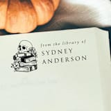 "Custom Name Skull Book Stamp | Book Lover Gift" - Book Stamp in black by Samantha Malvey
