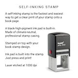 "Classic Custom Name Book Stamp, Round Self Inking" - Book Stamp in black by Port of Reverie