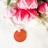 "Custom Leather Bouquet Charm with Personalized Engraving" - Bouquet Wraps in brown by Left Grain