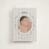"bows and stripes" - Birth Announcements in Lagoon by Lori Wemple - Front