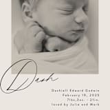 "Dashing" - Birth Announcements in Vanilla by Olivia Raufman - Detail