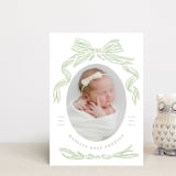 "Ribbon Bow Frame" - Birth Announcements in Mint by Stephanie Hawkes - Front