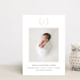 "Monogram Laurel" - Birth Announcements in Peony by Vanessa Doyle - Front