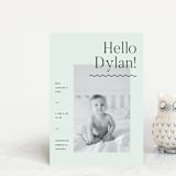 "Wavy Hello" - Birth Announcements in Moss by Pixel and Hank - Front
