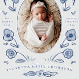 "Painted Flowers" - Birth Announcements in Delft Blue by Ani Somi - Detail