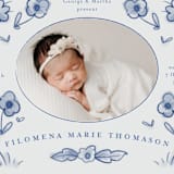 "Painted Flowers" - Birth Announcements in Delft Blue by Ani Somi - Detail