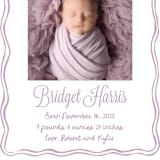 "Bow Frame" - Birth Announcements in Lavander by Cass Loh - Detail