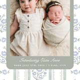 "Cottage Watercolor Ribbon" - Birth Announcements in Periwinkle by Jackie Crawford - Detail