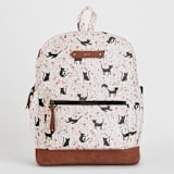 "Meadow Cats" - Backpack in Black Kitty by Betsy Siber - Front with Optional Personalization