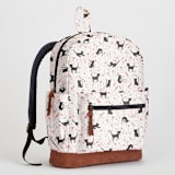 "Meadow Cats" - Backpack in Black Kitty by Betsy Siber - Side and Exterior Pockets