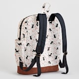 "Meadow Cats" - Backpack in Black Kitty by Betsy Siber - Back and Shoulder Straps
