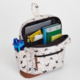 "Meadow Cats" - Backpack in Black Kitty by Betsy Siber - Interior with Laptop Sleeve & Pocket