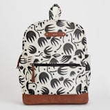 "Minimal floral" - Backpack in Black & White by Tatjana Koraksic - Front with Optional Personalization