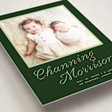 "cotillion" - Birth Announcement Photo Mount Cards in Evergreen by Megan Davis - Premium Photo Paper Mounted on Card