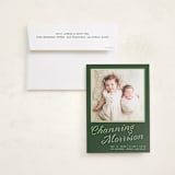 "cotillion" - Birth Announcement Photo Mount Cards in Evergreen by Megan Davis - Card with Envelope