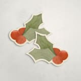 "Classic Holly (set of 12)" - Place Card Sets in Mistletoe by Amy Kross - Front & Back