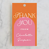 "Color Block Arch" - Wedding Favor Tags in Tangerine by Maria Alou - Front