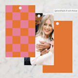"Color Block Arch" - Wedding Favor Tags in Tangerine by Maria Alou - Back of Card Options