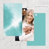 "Dip Dye" - Wedding Favor Tags in Turquoise by Kate Ahn - Back of Card Options
