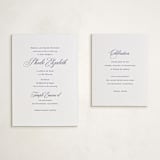 "Empire" - Letterpress Bar and Bat Mitzvah Reception Cards in Navy by Jennifer Postorino - With Enclosure Card