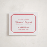 "Danbury" - Letterpress Bar and Bat Mitzvah Reception Cards in Cherry by Megan Davis - Front