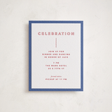 "Color Tone" - Letterpress Bar and Bat Mitzvah Reception Cards in Scarlet by Kindred Fields - Front