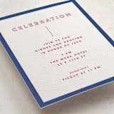 "Color Tone" - Letterpress Bar and Bat Mitzvah Reception Cards in Scarlet by Kindred Fields - Detail