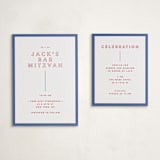 "Color Tone" - Letterpress Bar and Bat Mitzvah Reception Cards in Scarlet by Kindred Fields - With Enclosure Card