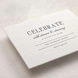 "Hepburn" - Letterpress Bar and Bat Mitzvah Reception Cards in Navy by Megan Davis - Detail