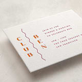 "Tanti Baci" - Letterpress Bar and Bat Mitzvah Reception Cards in Neon Pink by Olivia Raufman - Detail