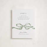 "Big Bow" - Letterpress Bar and Bat Mitzvah Reception Cards in Mint by Teju Reval - Front