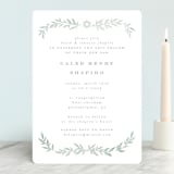 "Simple Foliage" - Bris and Baby Naming Invitations in Mint by Everett Paper Goods - Front