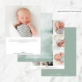 "Simple Foliage" - Bris and Baby Naming Invitations in Mint by Everett Paper Goods - Back of Card Options