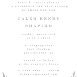 "Simple Foliage" - Bris and Baby Naming Invitations in Mint by Everett Paper Goods - Detail
