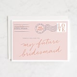 "Par Avion" - Bridesmaid Cards in Peony by Jennifer Lew - Front