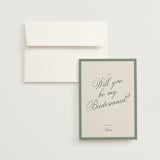 "classic bold border" - Bridesmaid Cards in Olive by Cass Loh - Invitation with Envelope