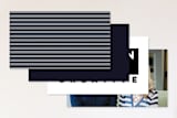 "Striped Divide" - Business Cards in Navy by A.C.R. - Back of Card Options