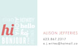 "Hello Hello Hello" - Business Cards in Blue by Paper Rose - Detail