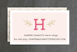 "Leafy Initial" - Business Cards in Rose by Iwona K - Front
