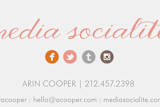 "Media Socialite" - Business Cards in Sorbet by Sheila Corcoran - Detail