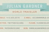 "World Traveler" - Business Cards in Pacific Blue by June Letters Studio - Detail