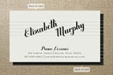 "Piano Lessons" - Business Cards in Black by Ann Gardner - Front