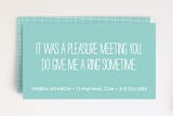 "A Pleasure" - Business Cards in Blue Raspberry by Robert True of Waui Design - Front