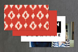 "Ikat Design" - Business Cards in Tomato by SimpleTe Design - Back of Card Options