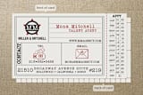 "Vintage Hollywood Ticket" - Business Cards in Crimson by Erin Nelson - Front
