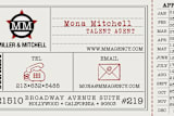 "Vintage Hollywood Ticket" - Business Cards in Crimson by Erin Nelson - Detail