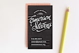 "Chalkboard Charm" - Business Cards in Melon by Jessica Corliss - Front